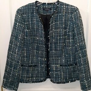 Evan Picone green, black tweed blazer size 14